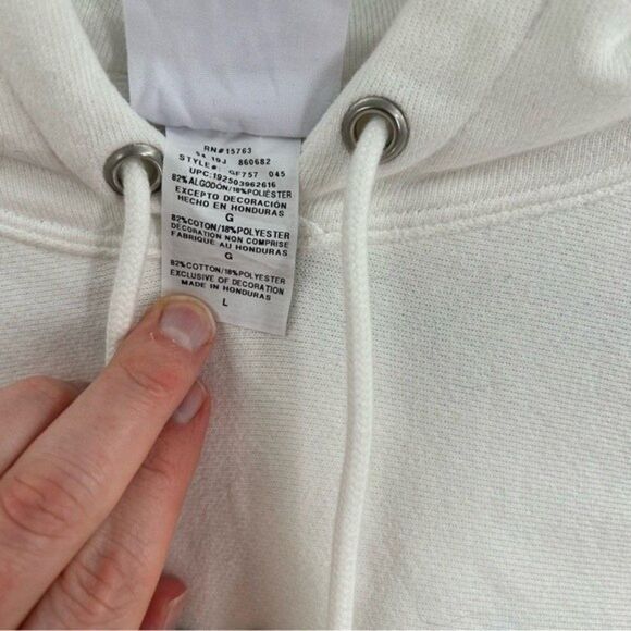 Women's Champion Reverse Weave Hoodie Sweatshirt White L - Picture 5 of 11